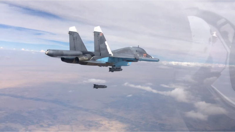 A Russian Su-34 drops bombs over Syria. Photo credit: Itar-TASS